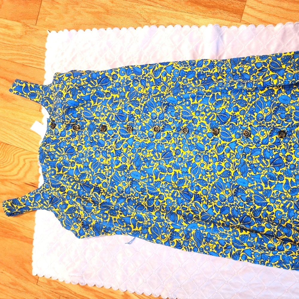 Ann Taylor Blue and Yellow Floral Midi Dress